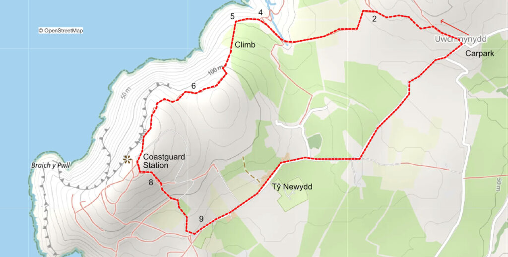 Uwchmynydd Map