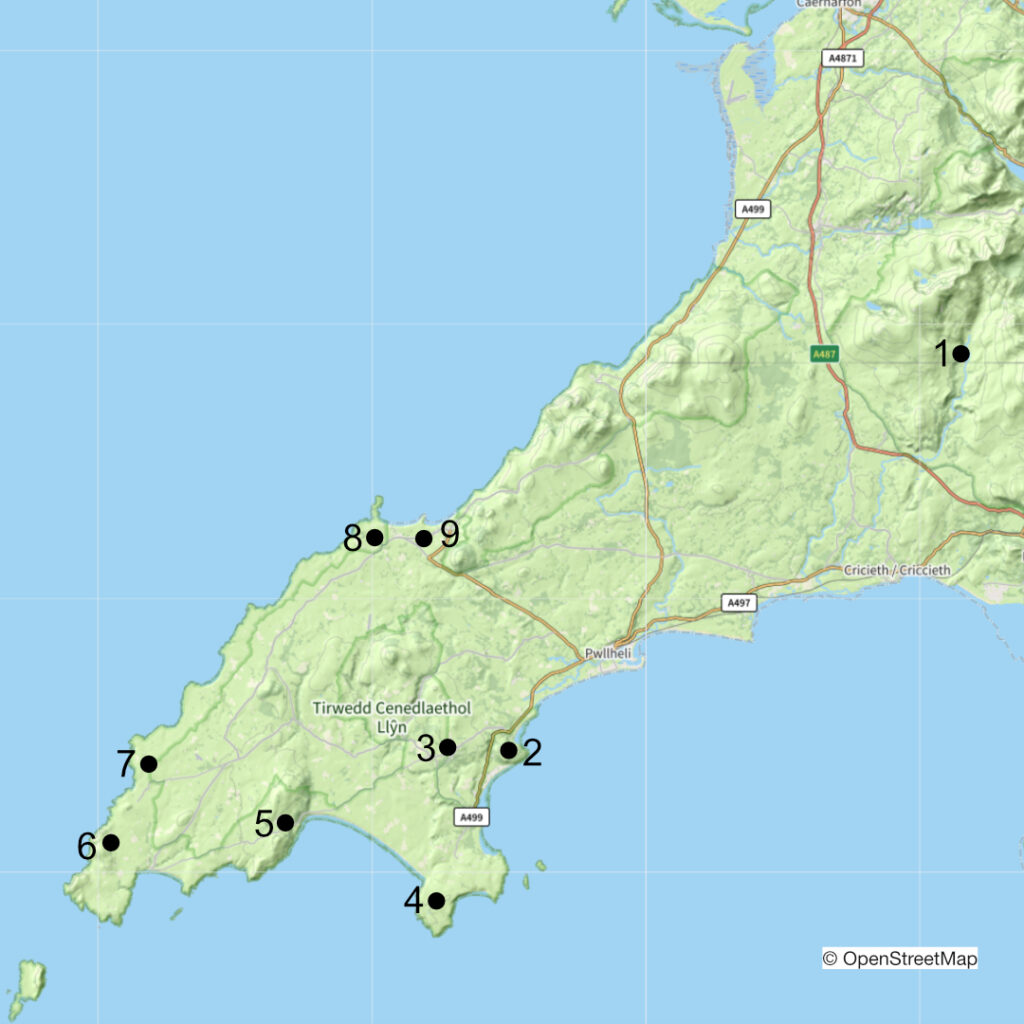 Map of Llyn showing walks