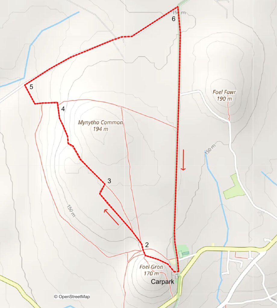 Route around Myntho Common.