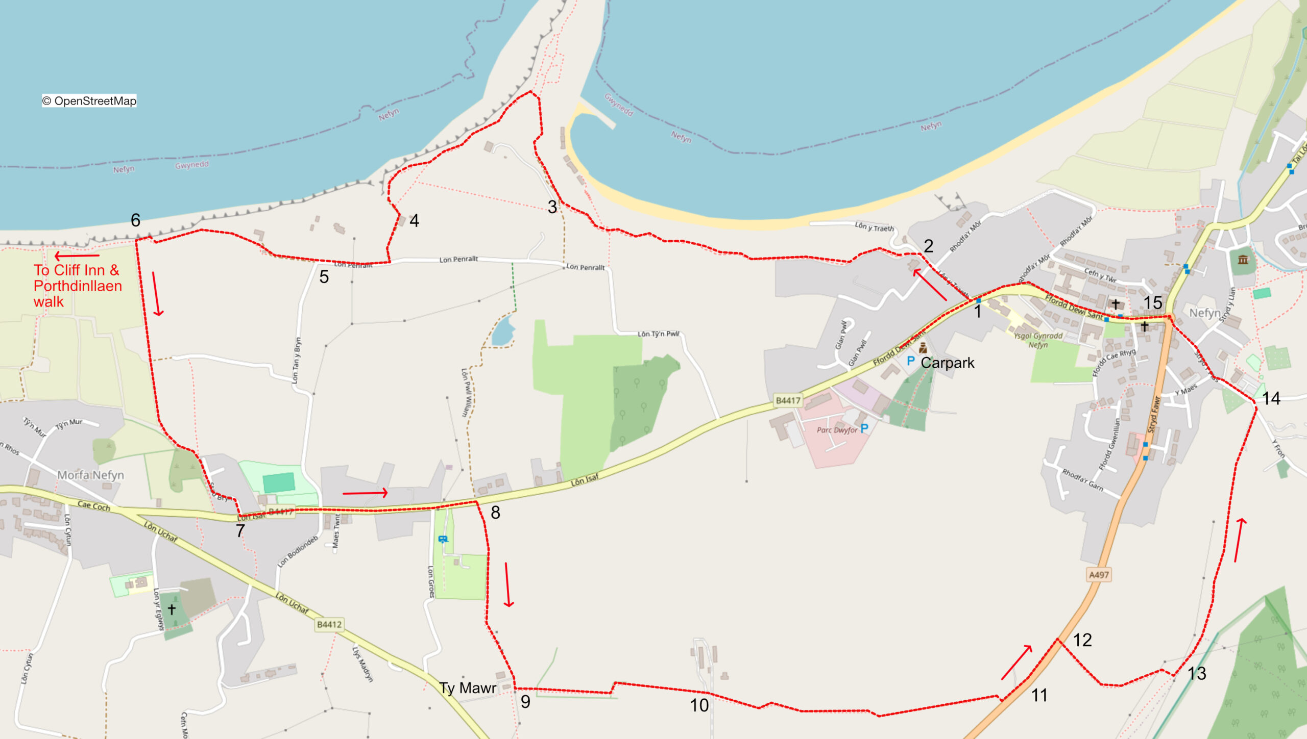 Map of Nefyn Walk